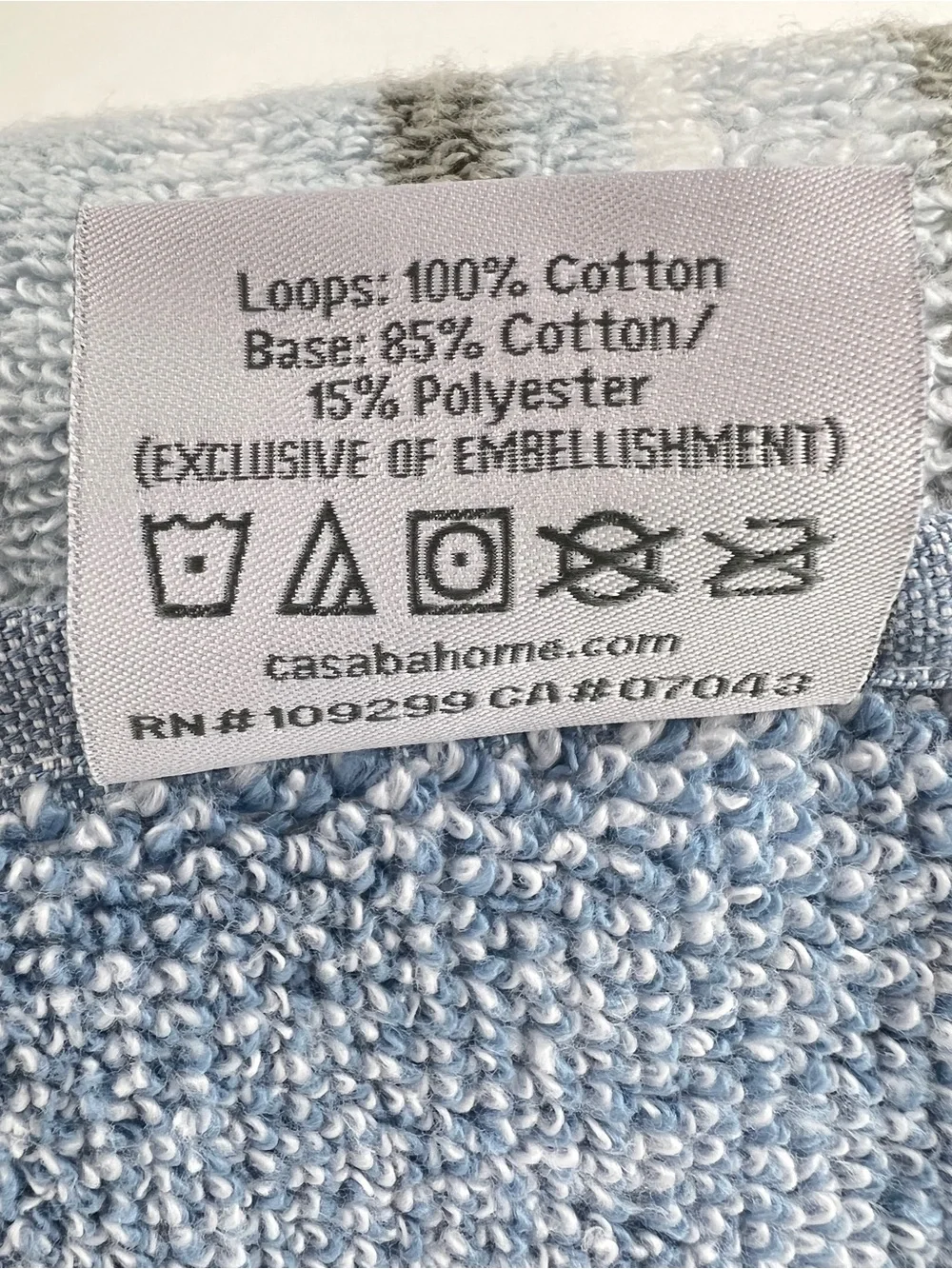 Casaba Bath Towel Set Blue White Taupe Striped Quick Dry Soft Cotton 2 Pc NEW